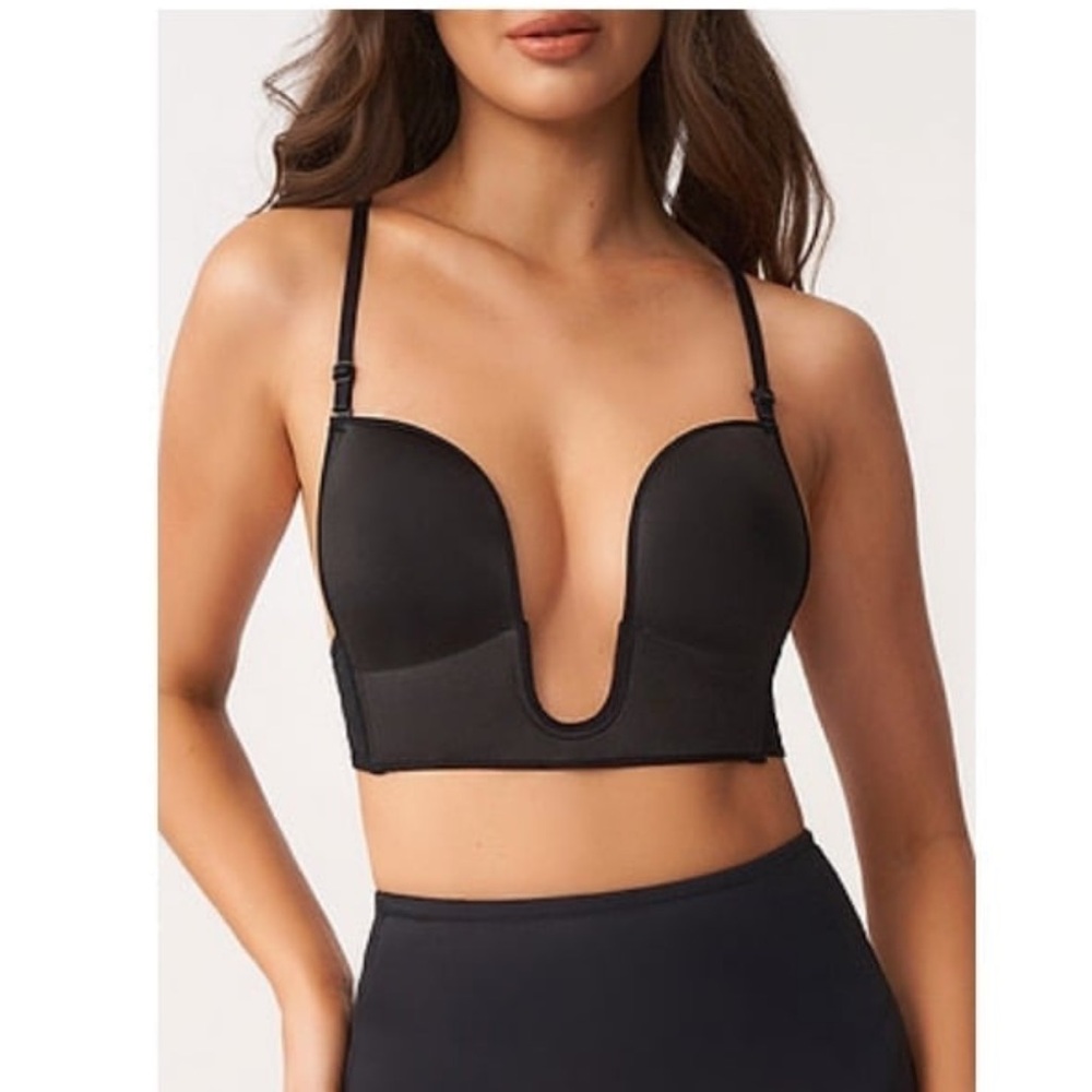 Deep Plunge Black Bra